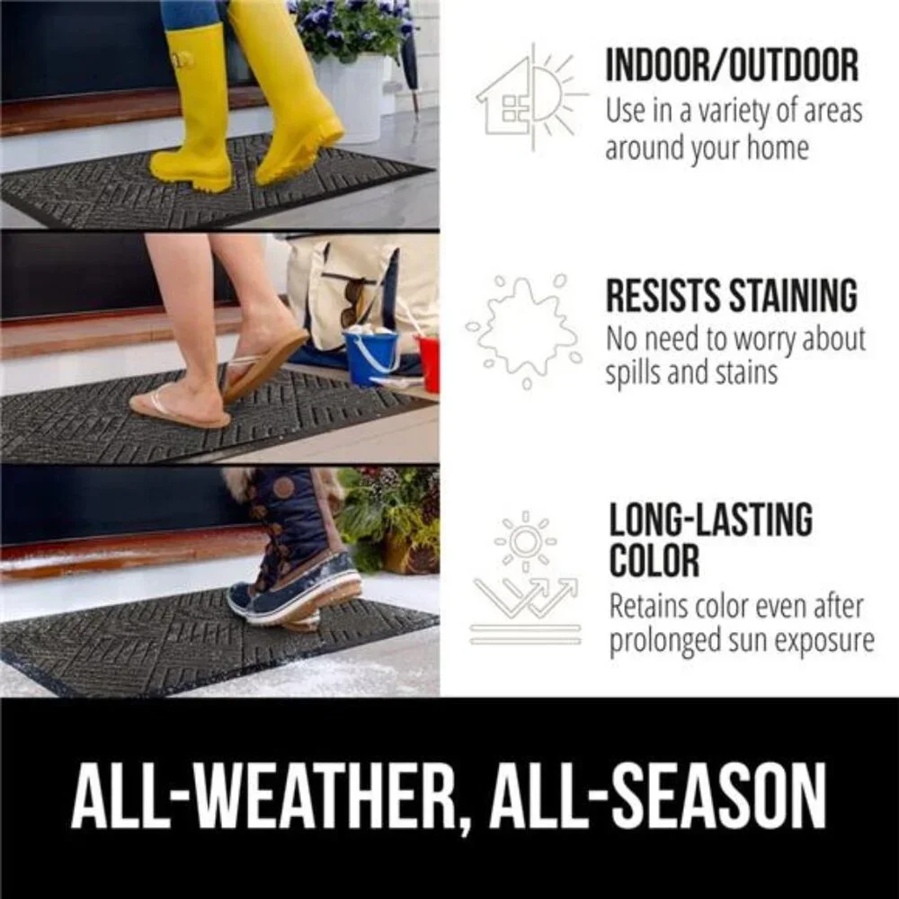 100% Waterproof All-Season WeatherMax Doormat, Durable Natural Rubber